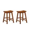 Casual Dining 24-inch Counter Height Stools 2pc Set Saddle Seat Solid Wood Oak Finish Home Furniture
