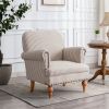 Linen Accent Chairs Set Of 2 With Nailhead Trim & Wood Legs Comfy Upholstered , living Room Chairs