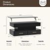 Modern Lift Top Coffee Table, High Glossy Coffee Table with 16 Colors LED Lights, Lift top Coffee Table with 2 Drawers