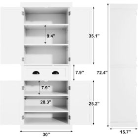 Flamaker 72 "Kitchen pantry, freestanding pantry for kitchen, dining room and living room, pantry with adjustable shelves,