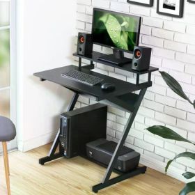 27-Inch Computer Desk,Small Desk with Monitor Shelf , Unique Z-Shaped Compact Study Writing Table for Home Office Free Shipping