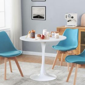 Round White Dining Table Modern Kitchen Table 31.5" With Pedestal Base in Tulip Design Room Furniture Home