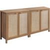 Sideboards Rattan Sideboard Buffet Credenza Cabinet - 2 Pieces Farmhouse Kitchen Coffee Bar Cabinet