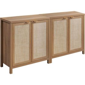 Sideboards Rattan Sideboard Buffet Credenza Cabinet - 2 Pieces Farmhouse Kitchen Coffee Bar Cabinet