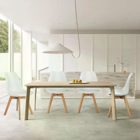 Dining Chairs Set of 4, Dining Room,Kitchen , Mid Modern chairs, PU Leather Upholstered with Wood Legs,Kitchen&Dining Room,White