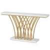 Tribesigns 59 inch Gold Console Table, Modern Entryway Table with Grid-Shaped Metal Base for Entrance, Hallway, Entryway