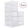Clemate Upgraded X-Large Shoe Storage Box,8 Pack,Shoe Box Clear Plastic Stackable,Drop Front Shoe Box with Clear Door