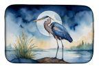 Blue Heron Under the Moonlight Dish Drying Mat Absorbent Dish Drying Mat Pad for Kitchen Counter Dish Drainer Mat for Countertop, 14 x 21", Multicolor