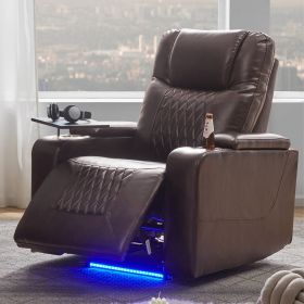 Power Motion Recliner with USB Charging Port and Hidden Arm Storage 2 Convenient Cup Holders Design and 360¬∞ Swivel Tray Table