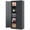 72"H Metal Garage Storage Cabinet, Black Tool Steel Locking Cabinet with Doors and 4 Shelves