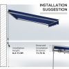 Outsunny 13' x 10' Electric Awning with LED Lights, Retractable Awning, UV40+ Sun Shade Shelter with Remote Controller and Crank Handle for Deck