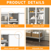 59"H Heavy Duty Metal Storage Cabinet, Display Storage Cabinet with Glass Doors and 2 Adjustable Shelves