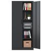 72"H Metal Garage Storage Cabinet, Black Tool Steel Locking Cabinet with Doors and 4 Shelves