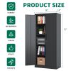 72"H Metal Garage Storage Cabinet, Black Tool Steel Locking Cabinet with Doors and 4 Shelves