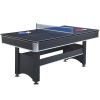 6-ft Pool Table with Table Tennis Top - Black with Blue Felt