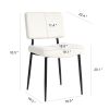 Modern Beige simple dining chair Fabric Upholstered Chairs home bedroom stool back dressing chair black metal legs(set of 2)
