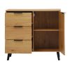 Storage Cabinet with 3 Drawers & Adjustable Shelf, Mid Century Cabinet with Door, Accent Cabinet for Living Room, Home Office, Entryway