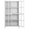 Premium Metal Storage Cabinet with Tempered Glass Doors,Sideboards & Buffets, Adjustable Shelves, Anti-Tipping Device, Magnetic Silent Closure