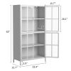 Premium Metal Storage Cabinet with Tempered Glass Doors,Sideboards & Buffets, Adjustable Shelves, Anti-Tipping Device, Magnetic Silent Closure