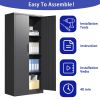 71"H Metal Garage Storage Cabinet, Black Tool Steel Locking Cabinet with Doors and 3 Shelves