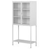 59"H Heavy Duty Metal Storage Cabinet, Display Storage Cabinet with Glass Doors and 2 Adjustable Shelves