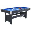 6-ft Pool Table with Table Tennis Top - Black with Blue Felt