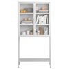 59"H Heavy Duty Metal Storage Cabinet, Display Storage Cabinet with Glass Doors and 2 Adjustable Shelves