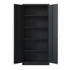 72"H Metal Garage Storage Cabinet, Black Tool Steel Locking Cabinet with Doors and 4 Shelves