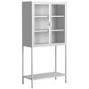 59"H Heavy Duty Metal Storage Cabinet, Display Storage Cabinet with Glass Doors and 2 Adjustable Shelves