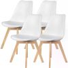 Dining Chairs Set of 4, Dining Room,Kitchen , Mid Modern chairs, PU Leather Upholstered with Wood Legs,Kitchen&Dining Room,White