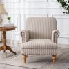 Linen Accent Chairs Set Of 2 With Nailhead Trim & Wood Legs Comfy Upholstered , living Room Chairs