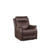 Compact Dual-Power Recliner - Contemporary Styling, Walnut Leatherette - Power Footrest, Power Headrest, USB Charging
