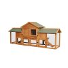 79.5" Extra Large Bunny Cage with 2 Runs House Small Animal Habitats for Guinea Pigs Hamster Removable Tray Two Tier Waterproof Roof Pet Supplies Cott