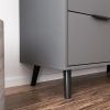 Storage Cabinet with 3 Drawers & Adjustable Shelf, Mid Century Cabinet with Door, Accent Cabinet for Living Room, Home Office, Entryway, Gray