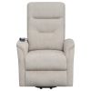 Beige Upholstered Power Lift Recliner with Storage Pocket