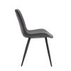 Modern Design Dining Chairs 2pc Set Gray Faux Leather Upholstery Black Metal Legs Kitchen Dining Furniture