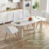 Dining Chairs Set of 4, Dining Room,Kitchen , Mid Modern chairs, PU Leather Upholstered with Wood Legs,Kitchen&Dining Room,White