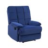 Reclining Chair Blue Velvet Upholstery Square Tufted Back Pillowtop Arms Solid Wood Furniture Modern Living Room Recliner 1pc