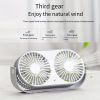 1pc USB Desk Fan; 3 Speeds Portable Personal Desktop Table Fan; Double Head And Double Leaf Fan For Indoor; Bedroom And Home Office Use