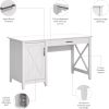 Computer Desk With Storage | Farmhouse PC Table for Home Office 54W Pure White Oak Lift Up Table Furniture Gamer Desks Pliante