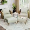 Chair with Ottoman,Faux Leather Upholstered Reading Single Sofa chair Bedroom Living Room Office,Armchair with Metal Legs,Beige