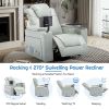 270 Degree Swivel PU Leather Power Recliner Individual Seat Home Theater Recliner with Surround Sound, Cup Holder, Removable Tray Table
