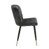 Modern Design Home Furniture Chairs Set of 2, Charcoal-hued Velvet Upholstery Channel Tufting Black Metal Legs with Gold-Finish Accent