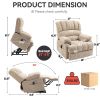 23" Seat Width and High Back Large Size Beige Chenille Power Lift Recliner Chair with 8-Point Vibration Massage and Lumbar Heating