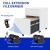 2 Drawer Mobile File Cabinet with Lock Steel File Cabinet for Legal/Letter/A4/F4 Size, Fully Assembled except for Wheels, Home/ Office Design, White