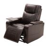Power Motion Recliner with USB Charging Port and Hidden Arm Storage 2 Convenient Cup Holders Design and 360¬∞ Swivel Tray Table