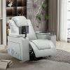 270 Degree Swivel PU Leather Power Recliner Individual Seat Home Theater Recliner with Surround Sound, Cup Holder, Removable Tray Table