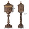 Cast Aluminum Mailbox with Post, Heavy Duty Postal Box with 2 Keys, Baffle Door, Expansion Bolts, Address Panel