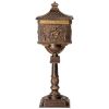 Cast Aluminum Mailbox with Post, Heavy Duty Postal Box with 2 Keys, Baffle Door, Expansion Bolts, Address Panel
