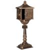 Cast Aluminum Mailbox with Post, Heavy Duty Postal Box with 2 Keys, Baffle Door, Expansion Bolts, Address Panel